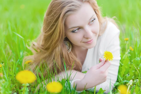 Stock image Girl on dandelion