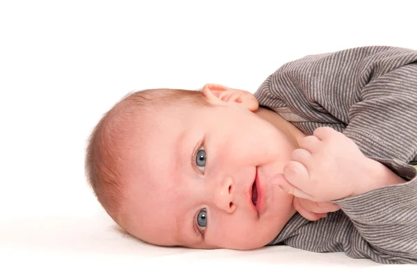 Carino ritratto del bambino isolato su sfondo bianco — Foto Stock