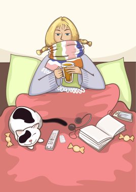 Sick young woman clipart