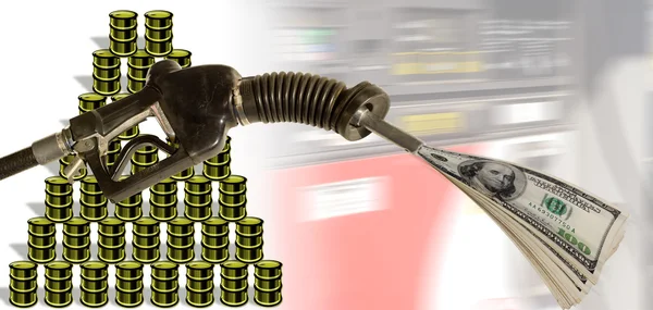 Benzin a peníze. — Stock fotografie
