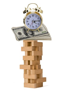 Toy Blocks,Money and Alarm Clock. clipart