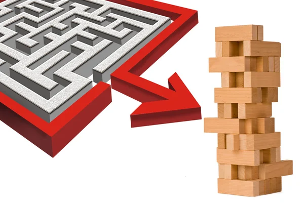 Maze en houten blokken. — Stockfoto