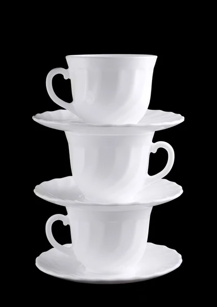 Pile of white shiny cups — Stock Photo, Image