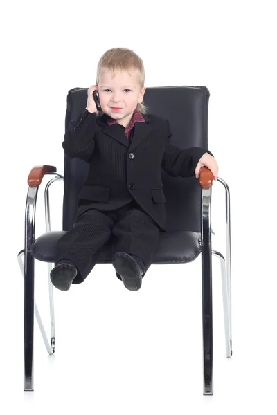 stock image Little businessman with a phone