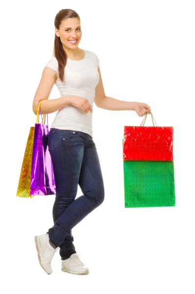 Young girl with bags — Stock Photo, Image