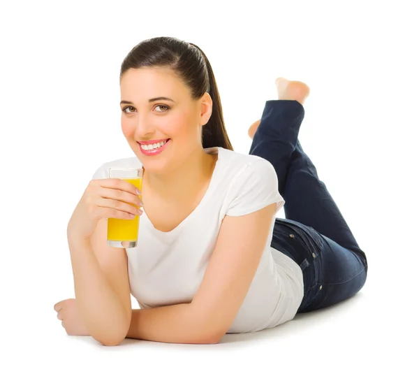 Young girl with juice — Stock Photo, Image