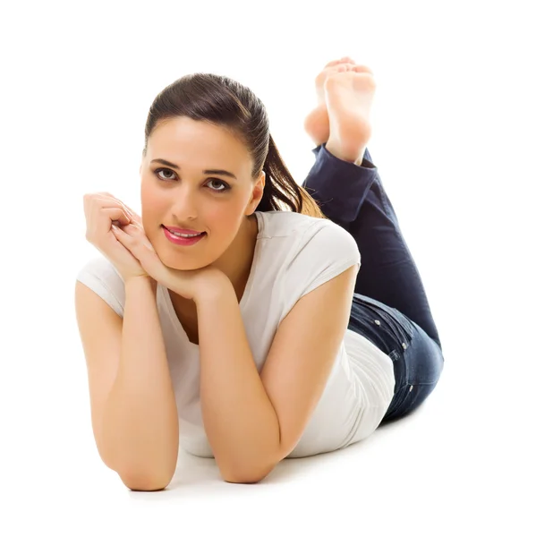 Young smiling woman isolated — Stock Photo, Image