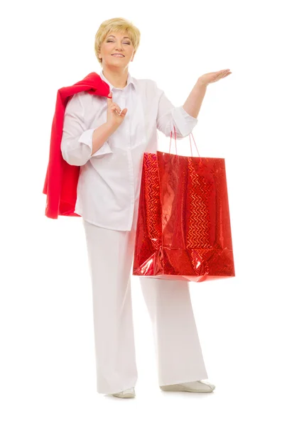 Mulher sênior com saco — Fotografia de Stock