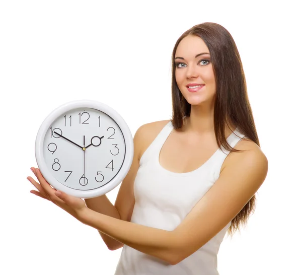 Young girl with clocks Royalty Free Stock Photos