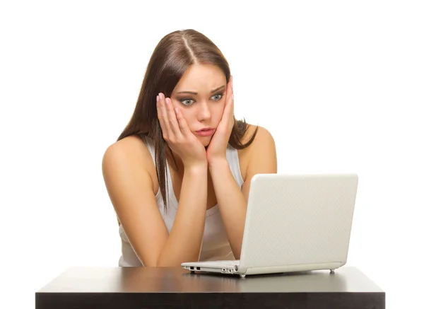 Young girl with laptop Stock Photo