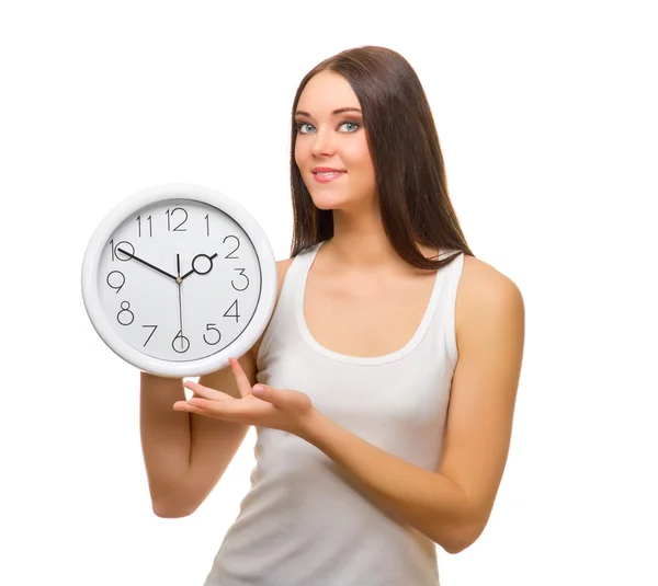 Young girl with clock Stock Picture