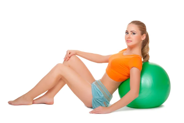 Young woman with gymnastic ball — Stock Photo, Image