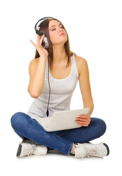 Young girl listen music — Stock Photo, Image