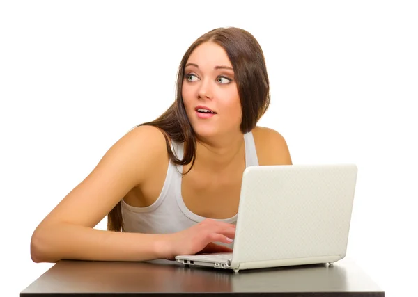 Giovane ragazza con computer portatile Fotografia Stock