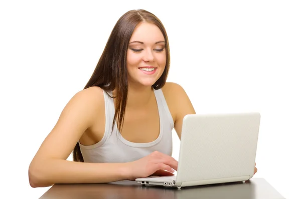 Fiatal lány laptoppal — Stock Fotó