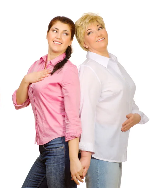 Happy senior and young woman — Stock Photo, Image