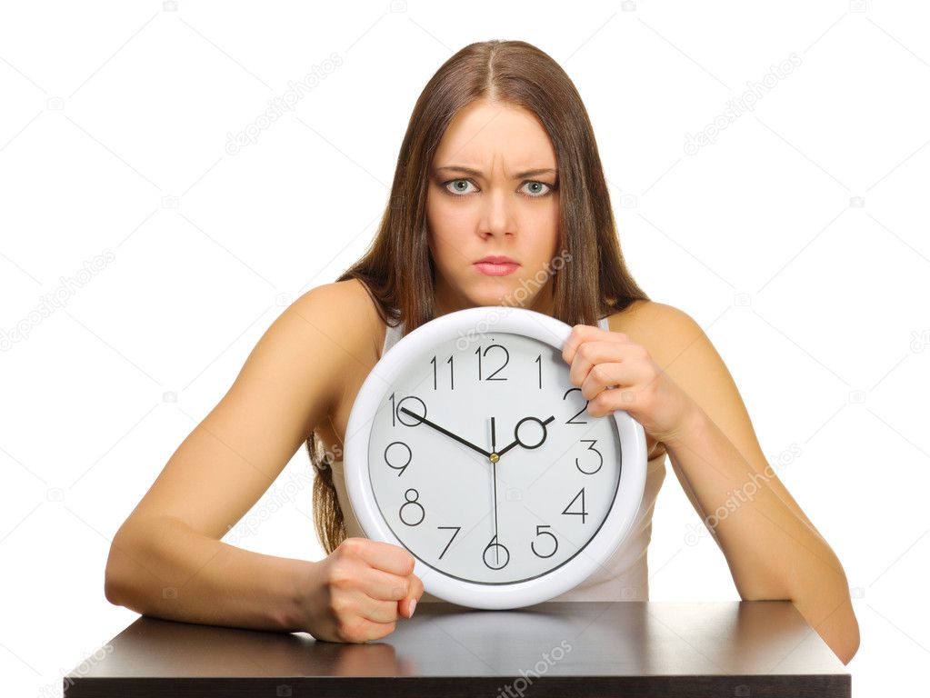 Young girl with clock