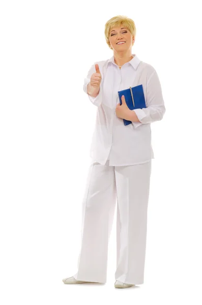 Senior woman with notebook — Stock Photo, Image