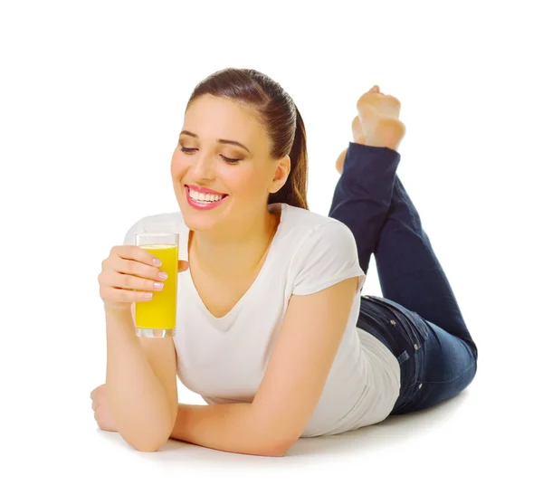 Young girl with juice — Stock Photo, Image