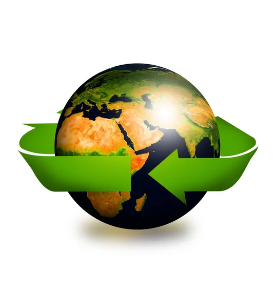Recyklace šipky a země — Stock fotografie