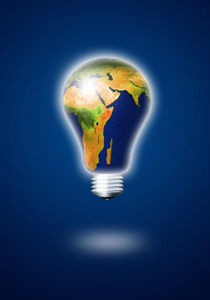 Light bulb with planet earth — Stock Photo, Image