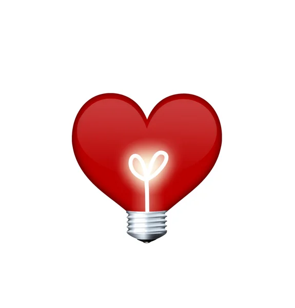 Heart bulb over white background — Stock Photo, Image