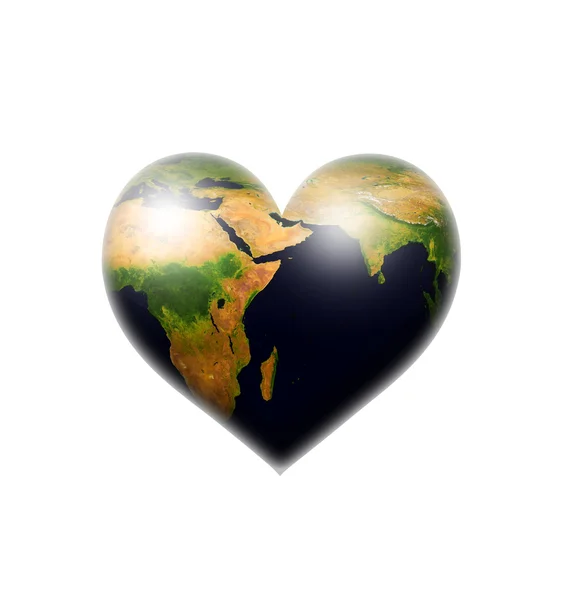 Corazón de la Tierra sobre fondo blanco — Foto de Stock
