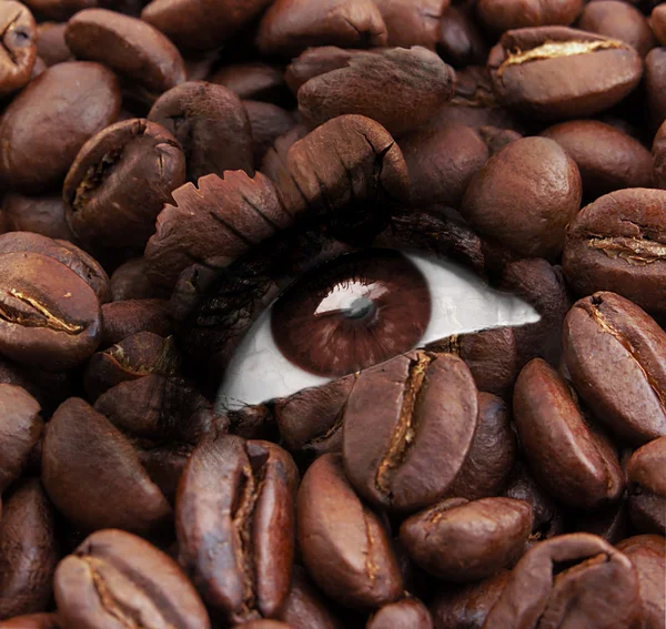 Occhio con texture chicchi di caffè — Foto Stock