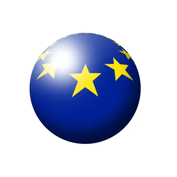 Unione europea bandiera palla sopra bianco — Foto Stock