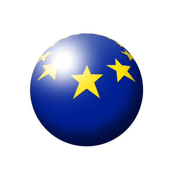 European union flag ball over white