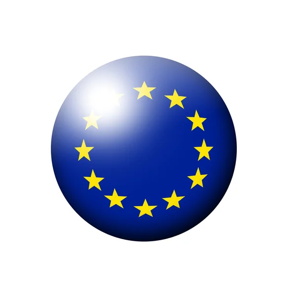 Evropské unie vlajka míč přes bílý — Stock fotografie