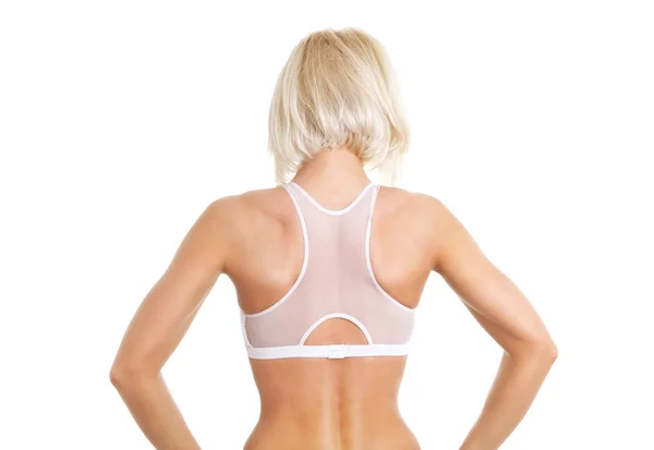 stock image Woman back over white background