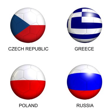futbol topları ile Avrupa Grup bir euro 2012 üzerinde beyaz bayrakları