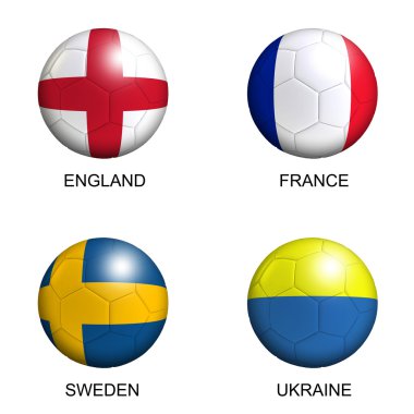 futbol topları ile grup Avrupa bayrakları d euro 2012 over beyaz