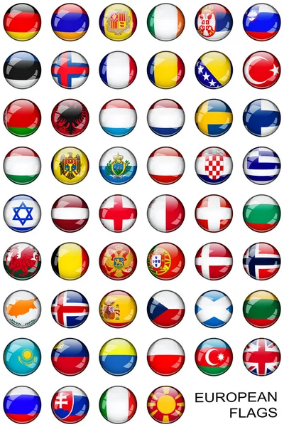 Bouton drapeaux européens — Photo