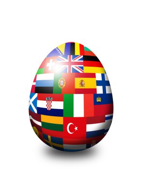 European flag egg isolated over white clipart