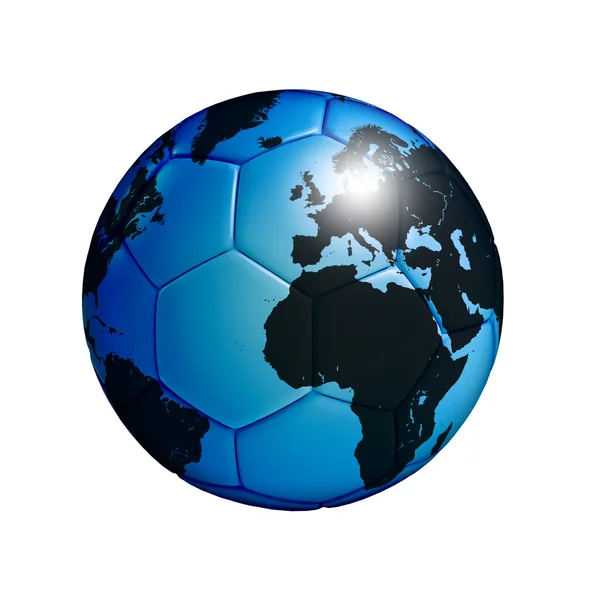Soccer ball with world map isolated over white — Stock Photo, Image