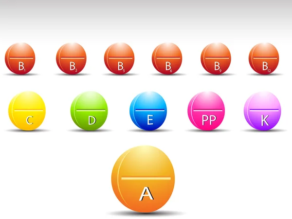 Color tableta vitamina — Vector de stock