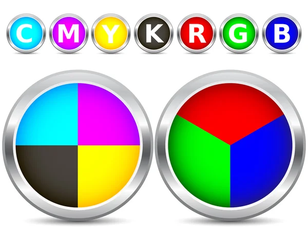 CMYK and RGB buttons — Stock Vector
