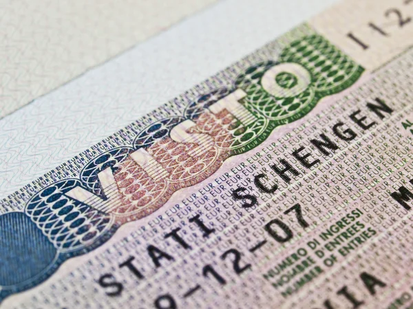 Visto Schengen no passaporte Imagem De Stock