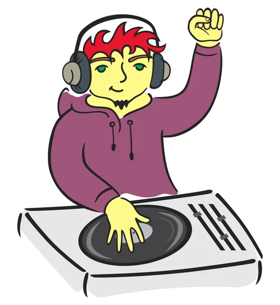 DJ achter console — Stockvector