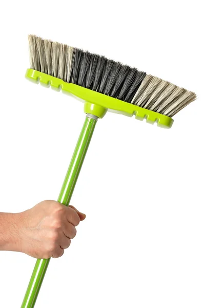 Hand with Green Broom — Stock Photo, Image