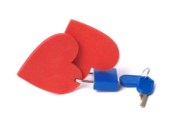 Hearts and padlock — Stock Photo, Image