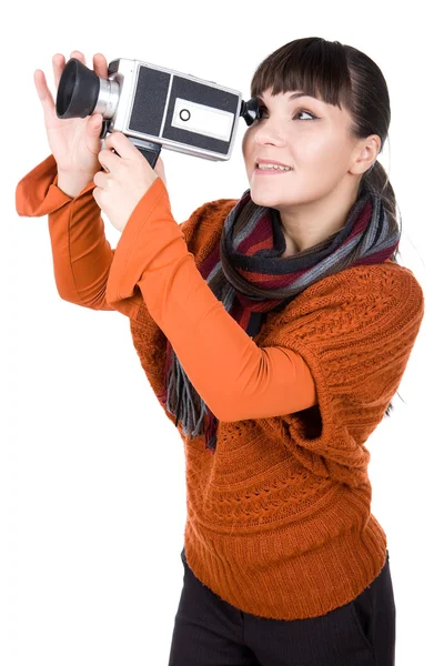 Kamera kadınla — Stok fotoğraf