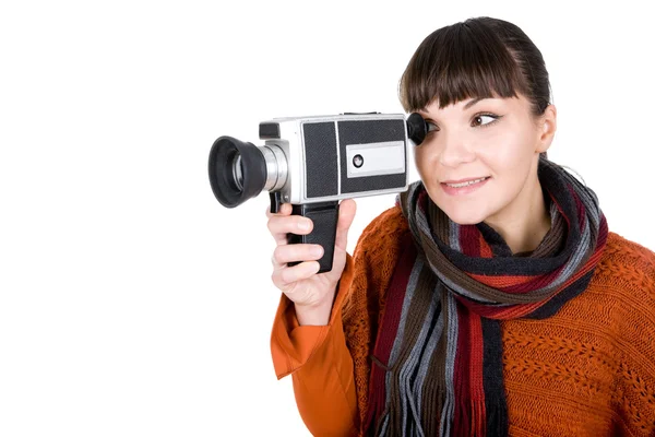Nő a kamera — Stock Fotó