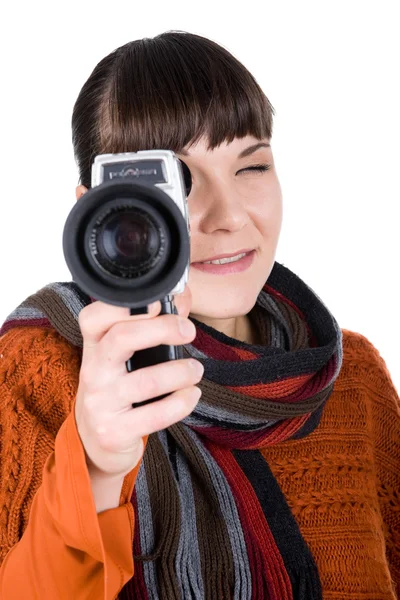 相机的女人 — 图库照片