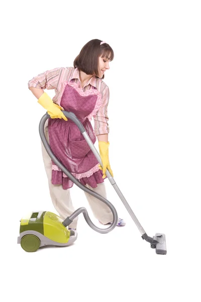 Woman with vacuum — Stock Photo, Image