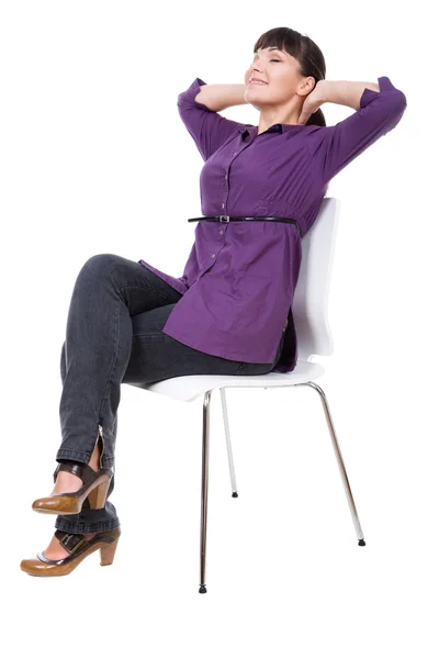 Nő, szék — Stock Fotó