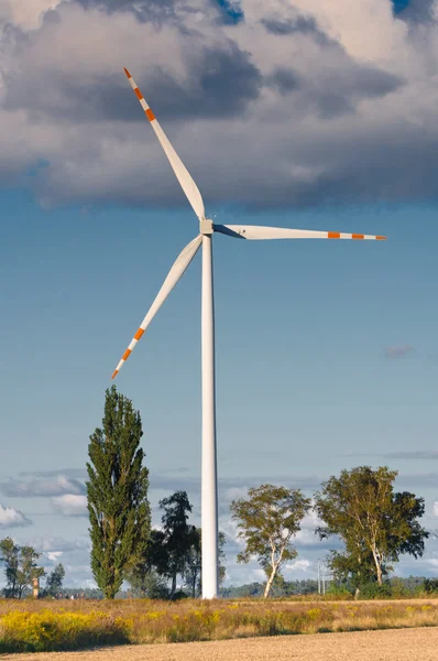 Wind turbine farm on the rural terrain — Stock Photo, Image