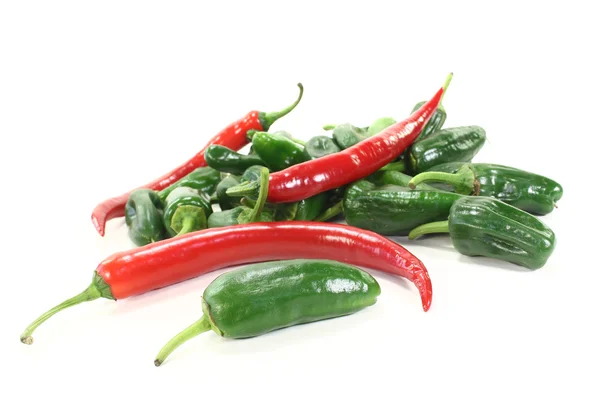 Fresh green Pimientos with red chilis — Stock Photo, Image